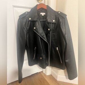 Topshop Black Vegan Leather Biker Jacket